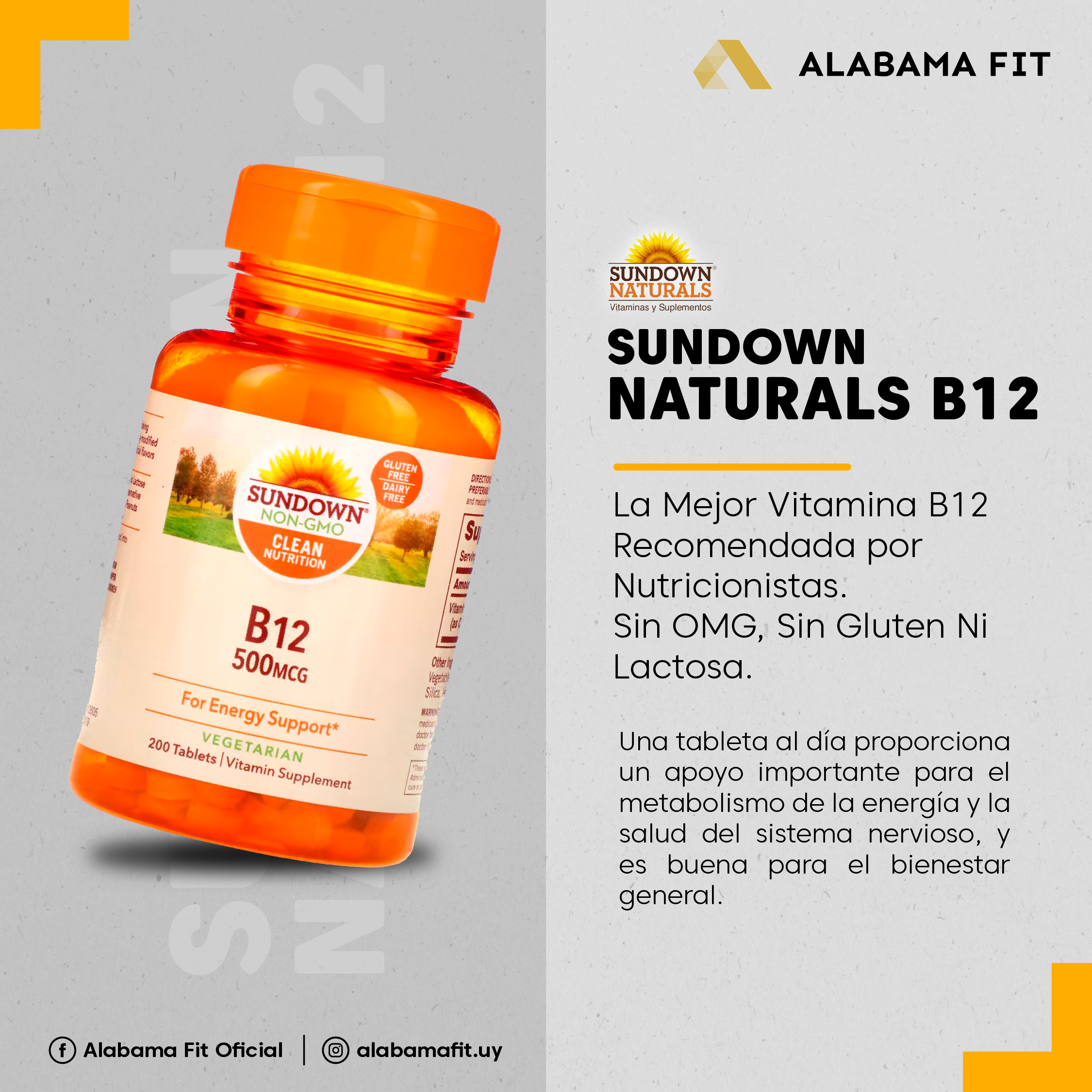 SUNDOWN NATURALS B12 200 Caps VEGANOS - Imagen 4