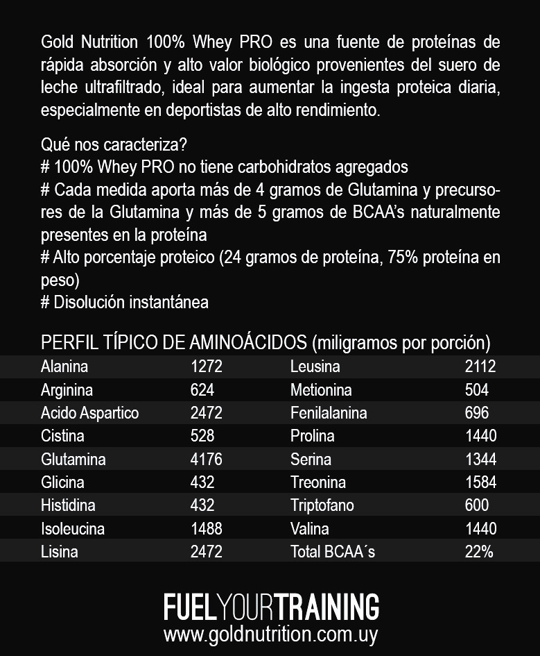 100% Whey Pro 2lb - Gold Nutrition - Imagen 3