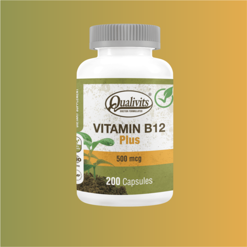 VITAMINA B12 PLUS 500mcg- Qualivits- 200 capsulas.
